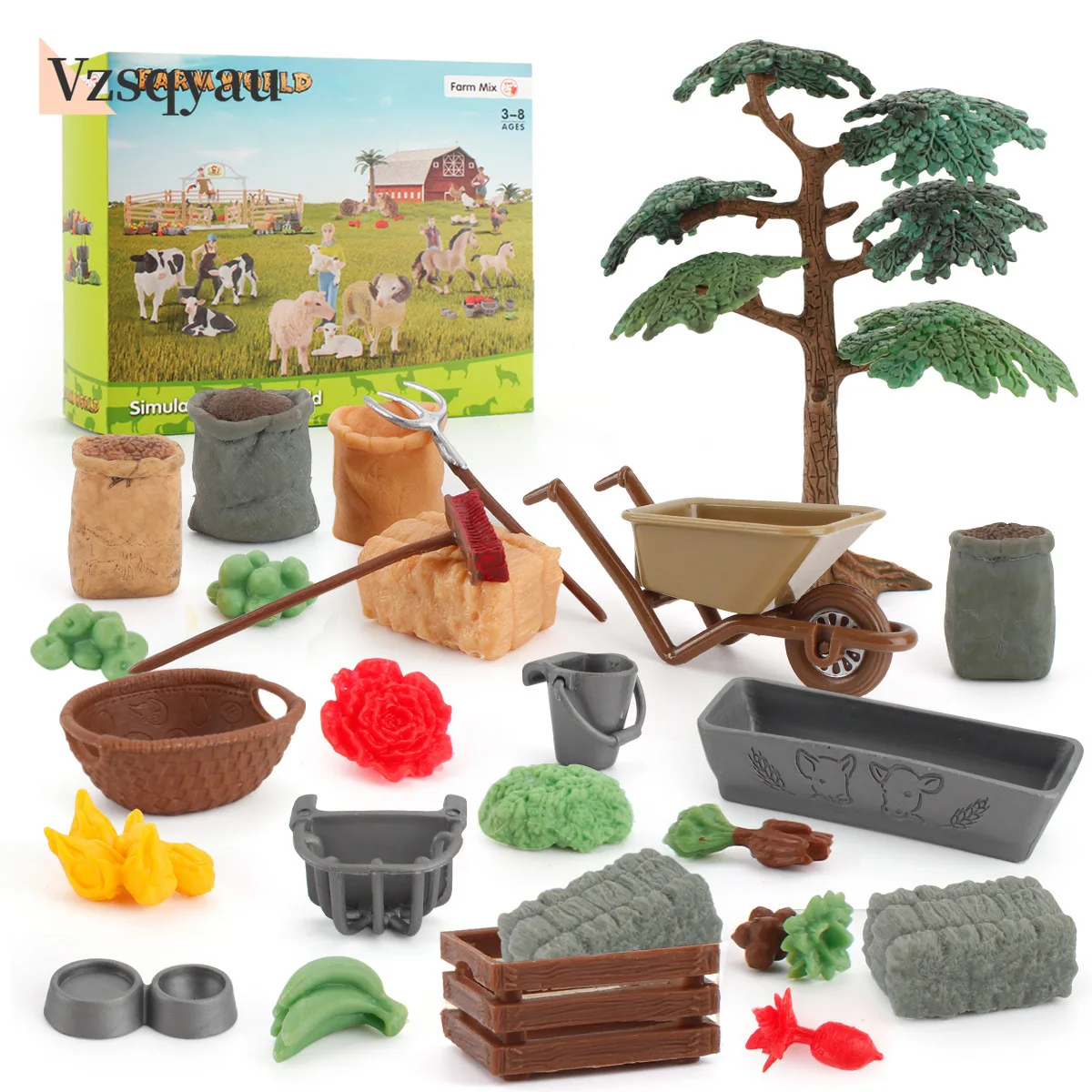 News Simulation Farm Farm Scene Sand Table Spade Forage Fork Lawn Mower Fence Mini Figure Micro Landscape Kids Farm Figures Toys