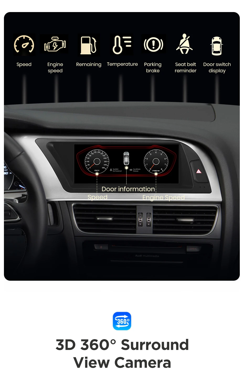 8,8 Zoll Bluetooth Wireless CarPlay Android Auto Autoradio für Audi A4 A4L B8 2009-2016 8-Kern 4G WiFi Stereo Multimedia Player