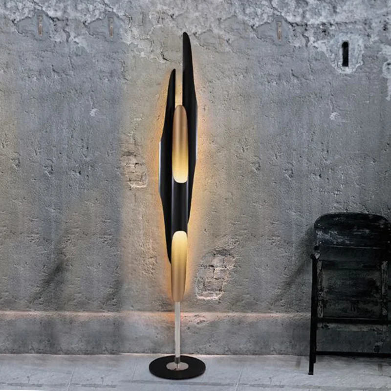 Candeeiro de pé moderno simples preto decorado para sala de estar, conveniente, prático e durável