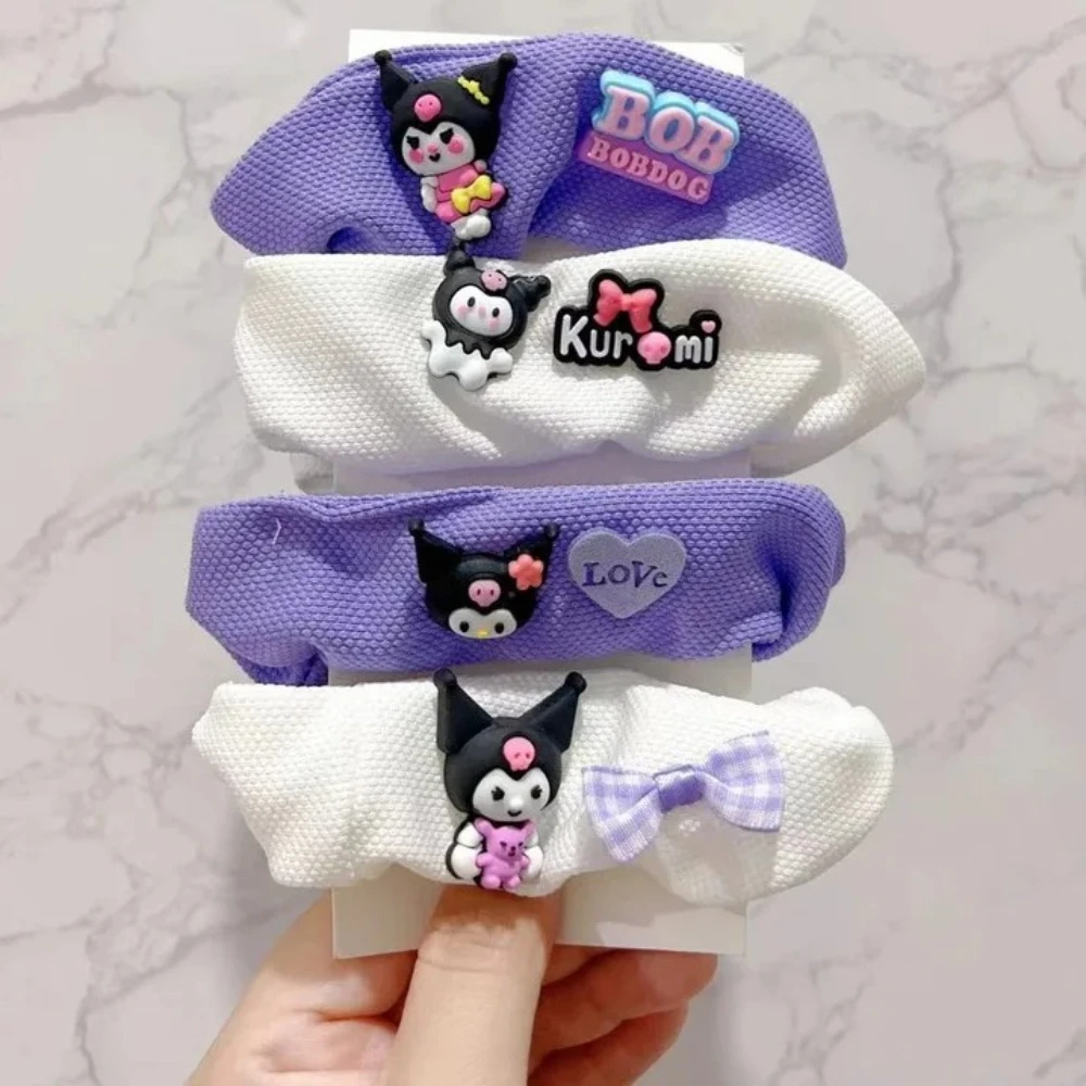 

MINISO 1-4 шт. банты для волос Sanrio для девочек, аксессуары для детей на Хэллоуин, эластичная повязка на голову Kuromi, аксессуары для волос, подарок на день рождения для девочек