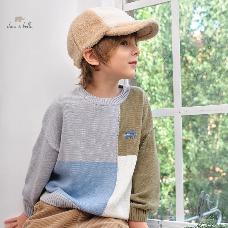 Dave Bella 2023 New Autumn Winter Boys Baby Children Top Knitted Sweater Pullover Fashion Casual Gentle Sport Outdoor DK4237922