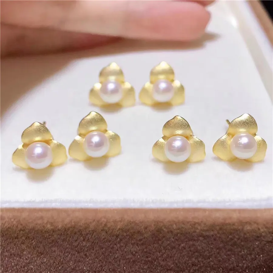 Real 925 Sterling Silver Fashion Sweet Natural Pearl Flowers Shape Opening Ring For Women Wedding Fine Jewelry