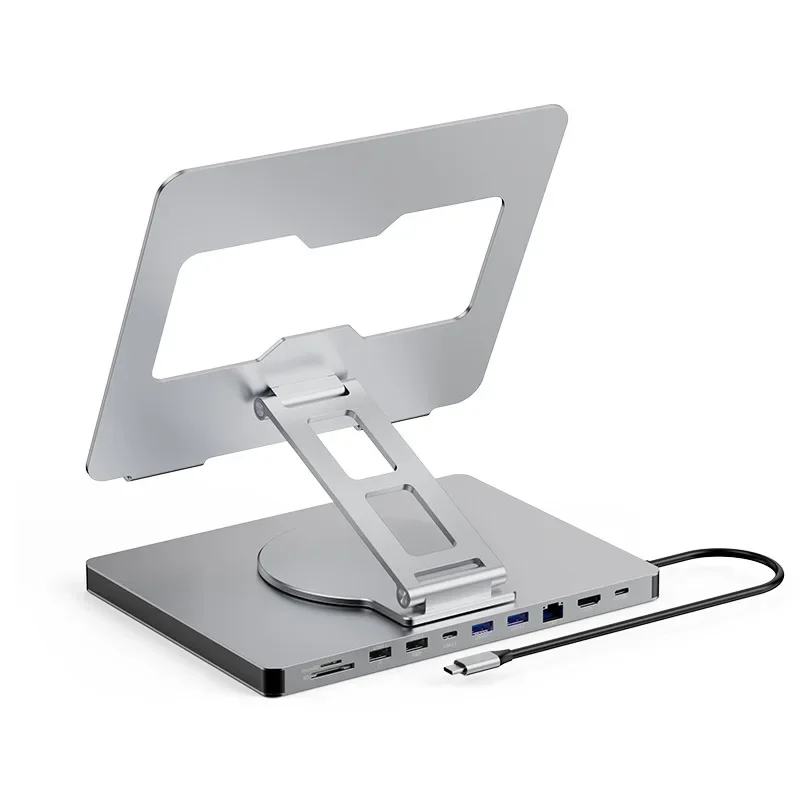 Laptop Stand Docking Station Type C Ten in One 4k60hz Mesh Port Rotating Folding Computer Stand Docking Station