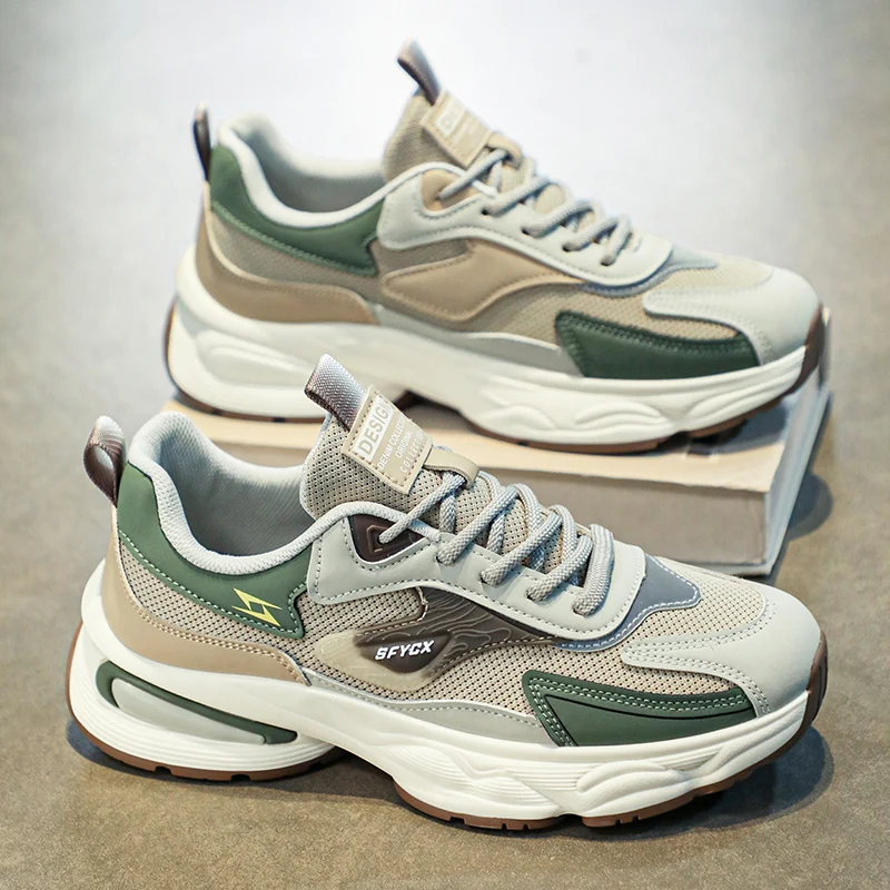 Men's Breathable Running Shoes 2026 New Style Summer Sport Sneakers Heightening Thick Bottom Casual Fashionable Dad Shoes