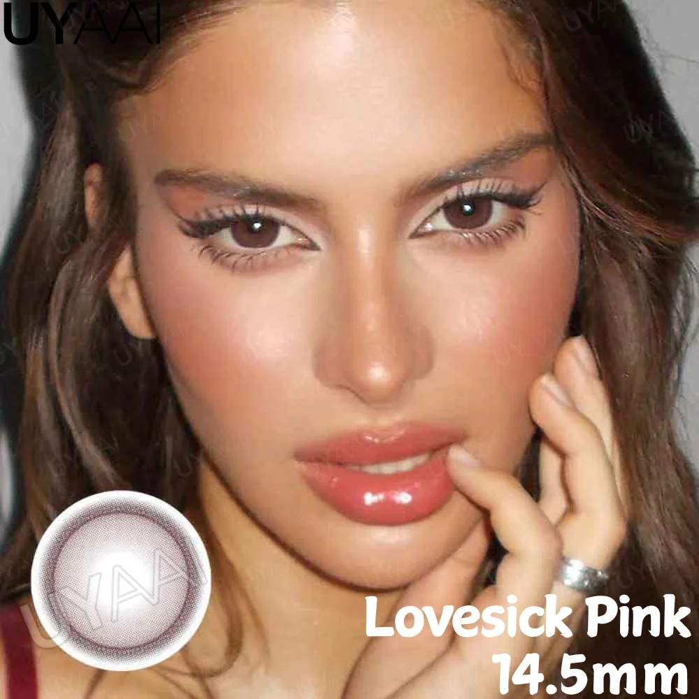 UYAAI NEUE Farbe Kontakt Augen Farbe Linsen Make-Up Natürliche Schwarze Linse Kosmetik Rosa Augen Linsen Frau Make-Up Blau Schönheit Kontakte – Detail 11