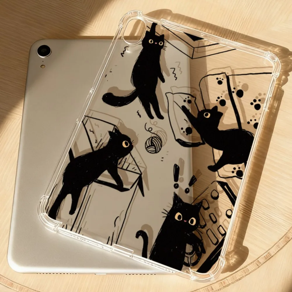 Mischievous Black Kitten Transparent Tablet Case for Redmi Pad Pro 12.1 for Xiaomi Poco 12.1inch 7 6 5 Pro Pad 2 9.7inch 2026