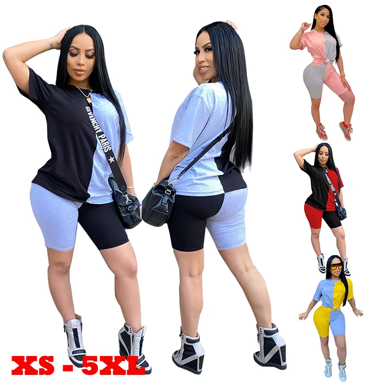 Women's fashion clothes short-sleeved T-shirt and shorts set loose large yards summer sportswear casual yoga fitness ladies suit