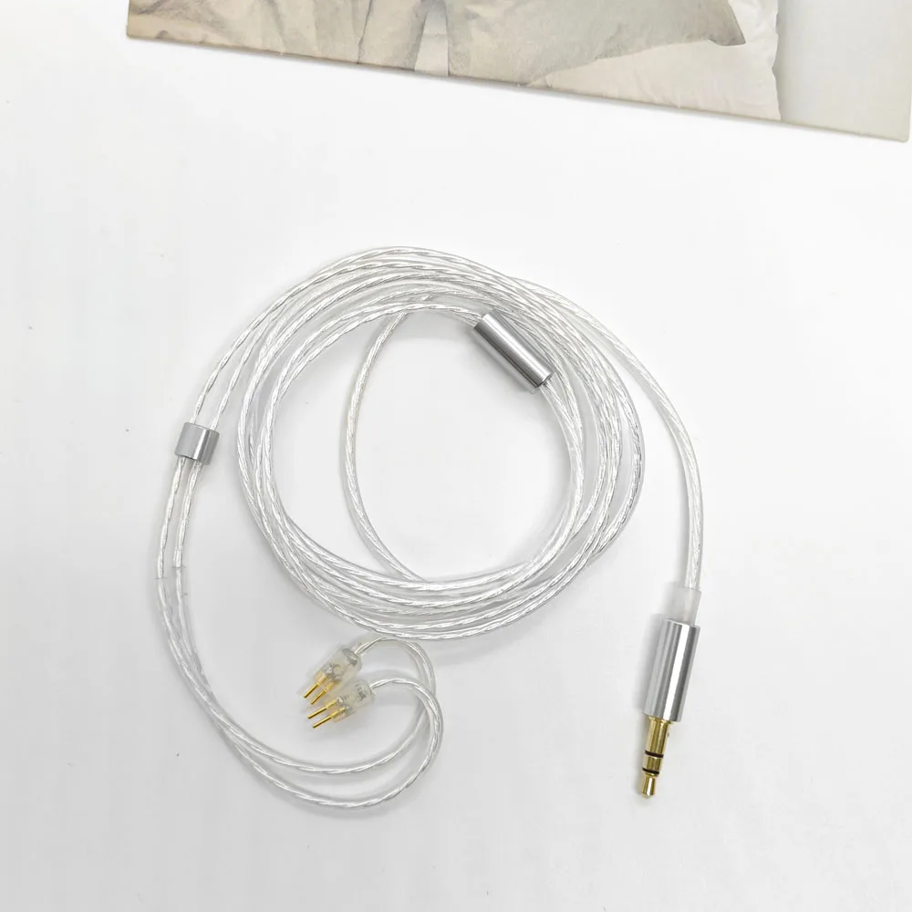 Kabel Audio Upgrade Headset, kabel Audio 1.25M kristal tunggal lapis perak, kabel Upgrade 0.78mm 2pin MMCX untuk penggantian DIY