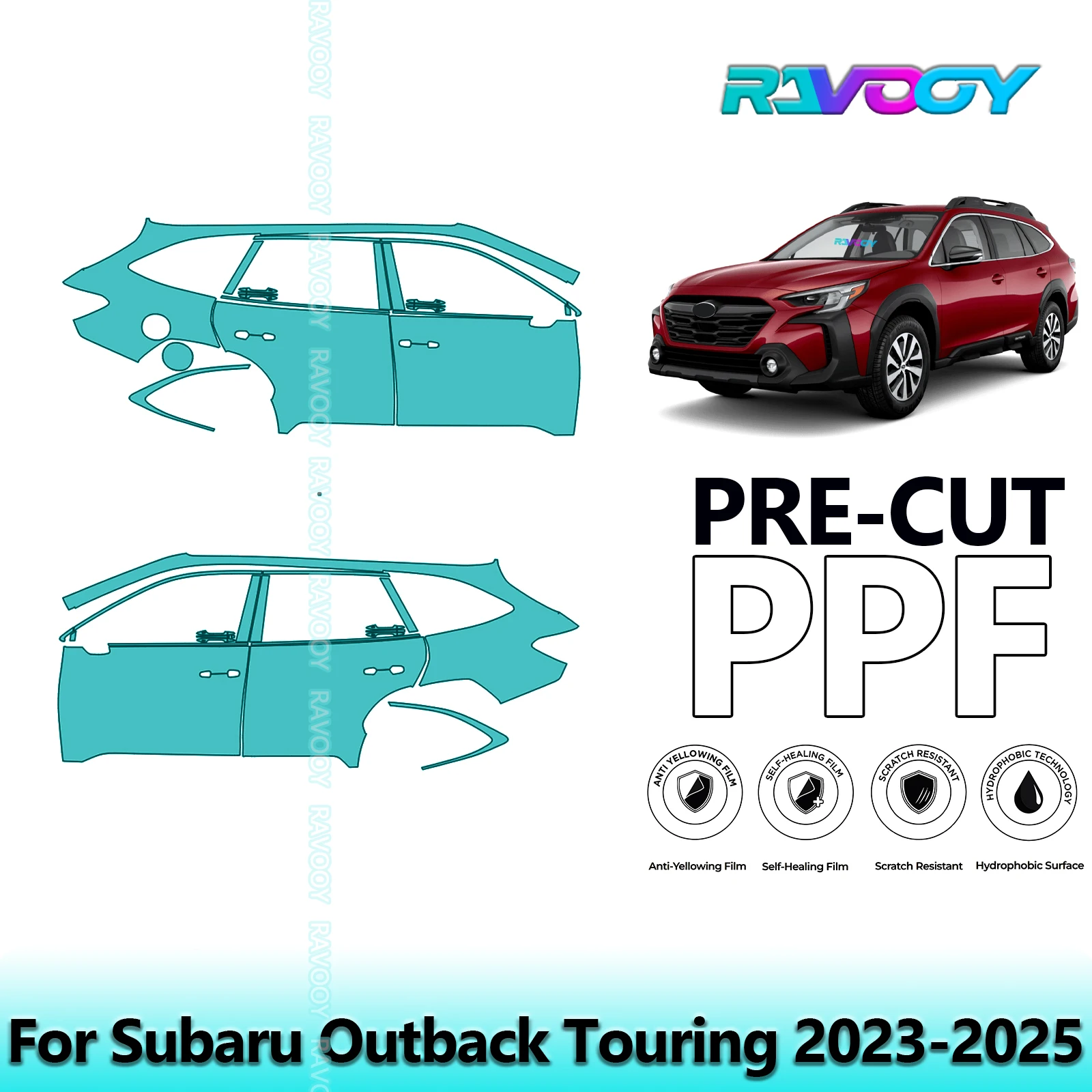

For Subaru Outback Touring 2023-2025 8.5mil Clear Matte Pre-Cut PPF Door & A/B Pillar Kit TPU Paint Protection Film Set
