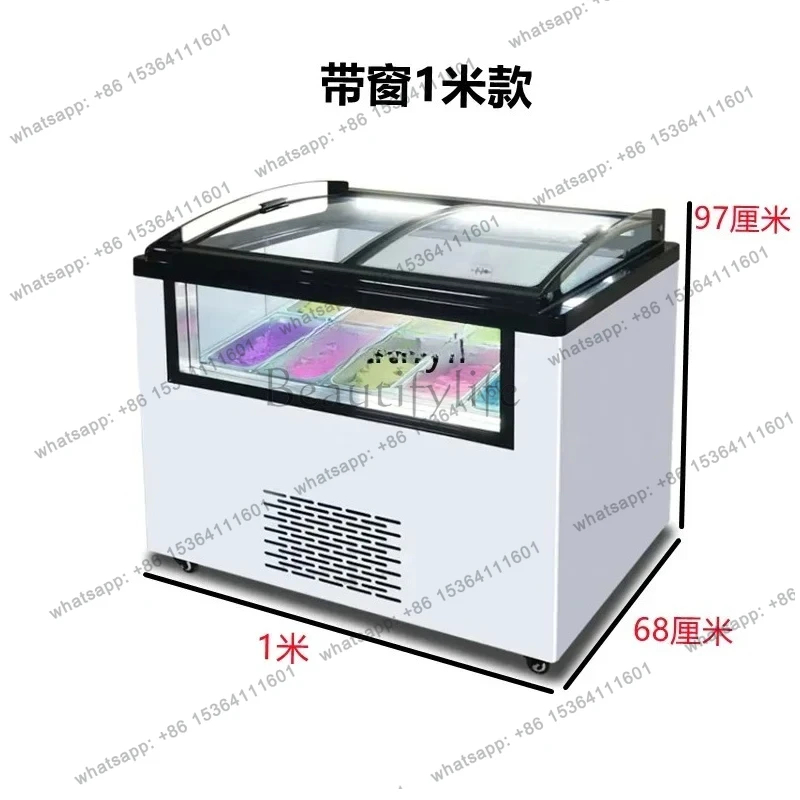 Thick cut fried yogurt cabinet freezer refrigerator commercial hand dug ball hard ice cream display cabinet