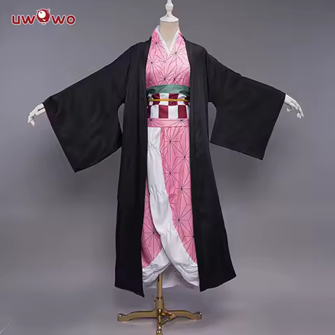 UWOWO Nezuko Cosplay Costume New Design Kamadoo Nezuko Haori Coat Uniform Shirt Pants Belt Halloween Costumes