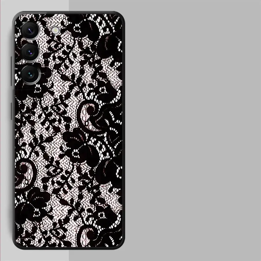 Capa de Renda Preta Sexy para Samsung Galaxy A57 A26 A23 A53 A35 A37 A22 A52 A36 A24 A55 A25 A73 A51 A32 A71 A72