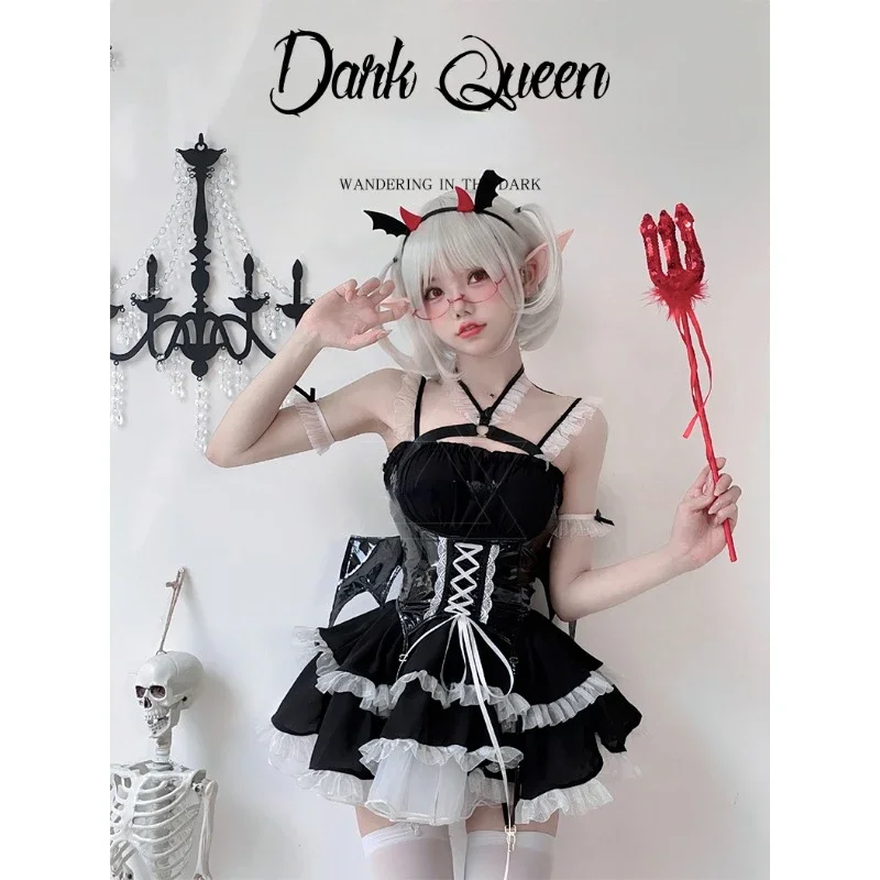 

Halloween Sexy Little Devil Maid Costume Sweet and Spicy Little Witch Demon Night Cute Elf Vampire Bat Wings Cosplay Costume