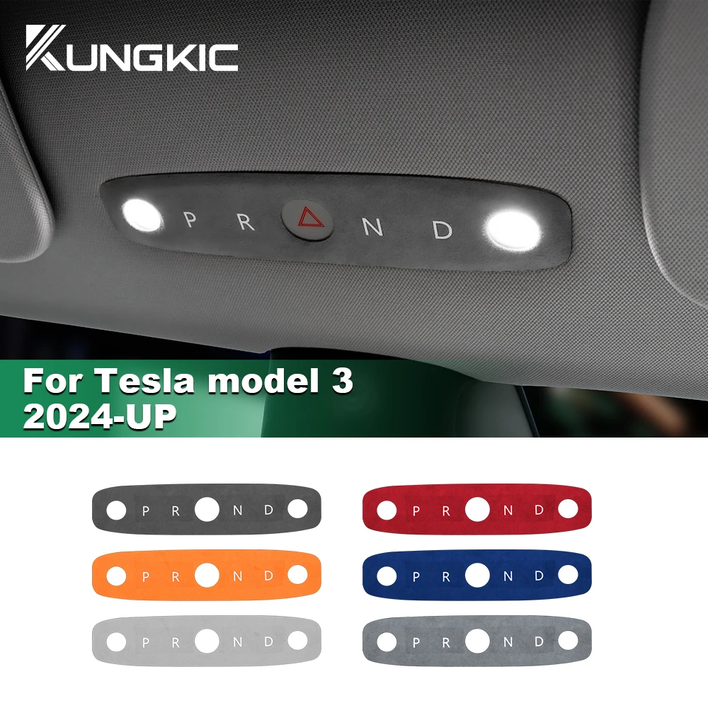 KUNGKIC Italian Top Suede Reading Light Frame Trim Stickers for Tesla Model 3 Highland 2024-Up Decor Car Interior Accessories