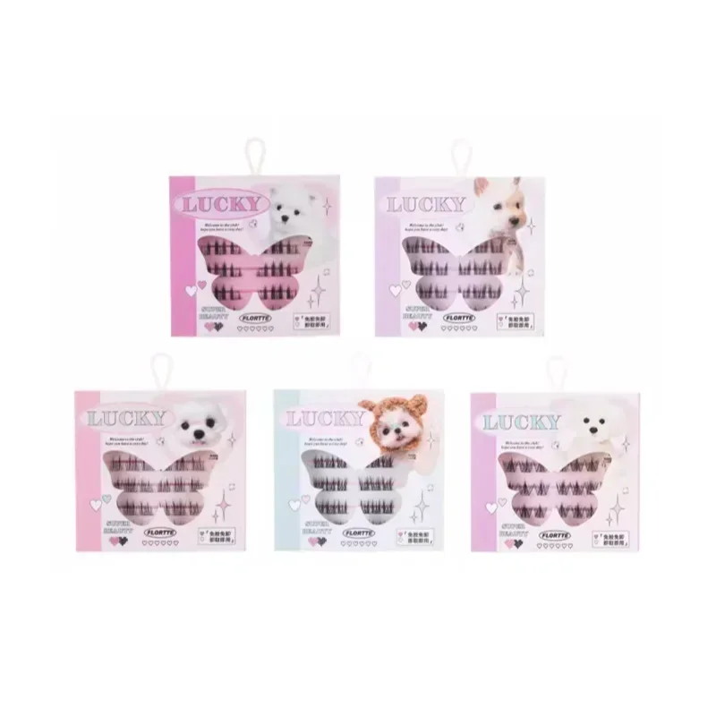 FLORTTE Pre Glued Press On Lash Clusters Manga Sunflower False Eyelashes Clear Band Natural Look Glueless Reusable Eye Cosmetics