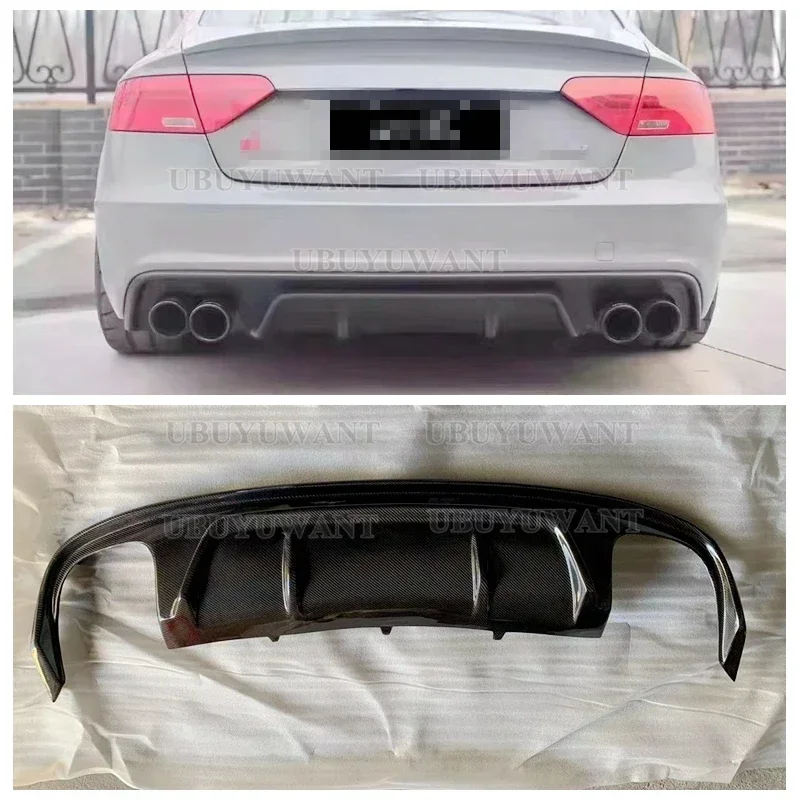 Rear Bumper Diffuser Lip Spoiler For Audi A5 S-line (ONLY FOR 4 DOORS) 2009 2010 2011 2012-2016 Carbon fiber Non For A5 Standard view 6