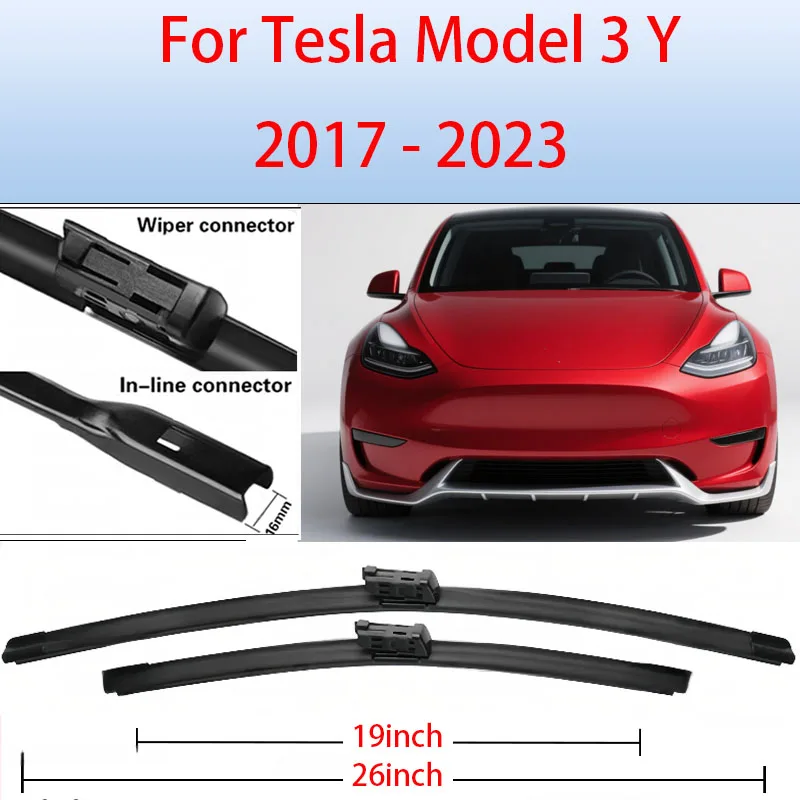 

Front Wiper Blades For Tesla Model 3 Y 2017-2023 2018 2019 2020 2021 2022 Windscreen Windshield Window Accessories 26"+19"