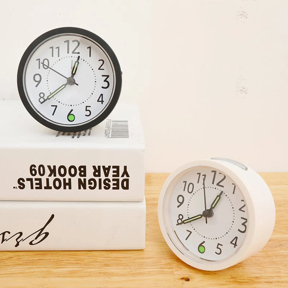 

Silent Alarm Mute Table Clock White Hands Plastic Decorative Desk Clock Home Office Dormitory Decoration Black White No