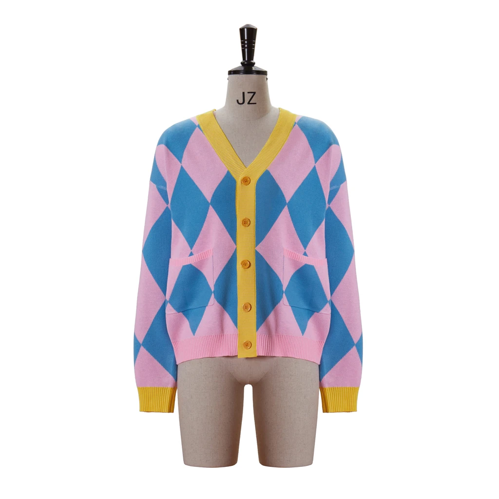 

Anime Howl Cosplay Costume Unisex Pink Knitted Cardigan Sweater Casual Jacket Top Outfit Halloween Party Outfit