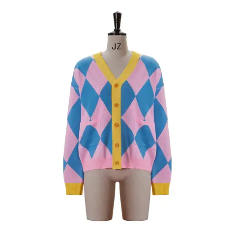 Anime Howl Cosplay Costume Unisex Pink Knitted Cardigan Sweater Casual Jacket Top Outfit Halloween Party Outfit