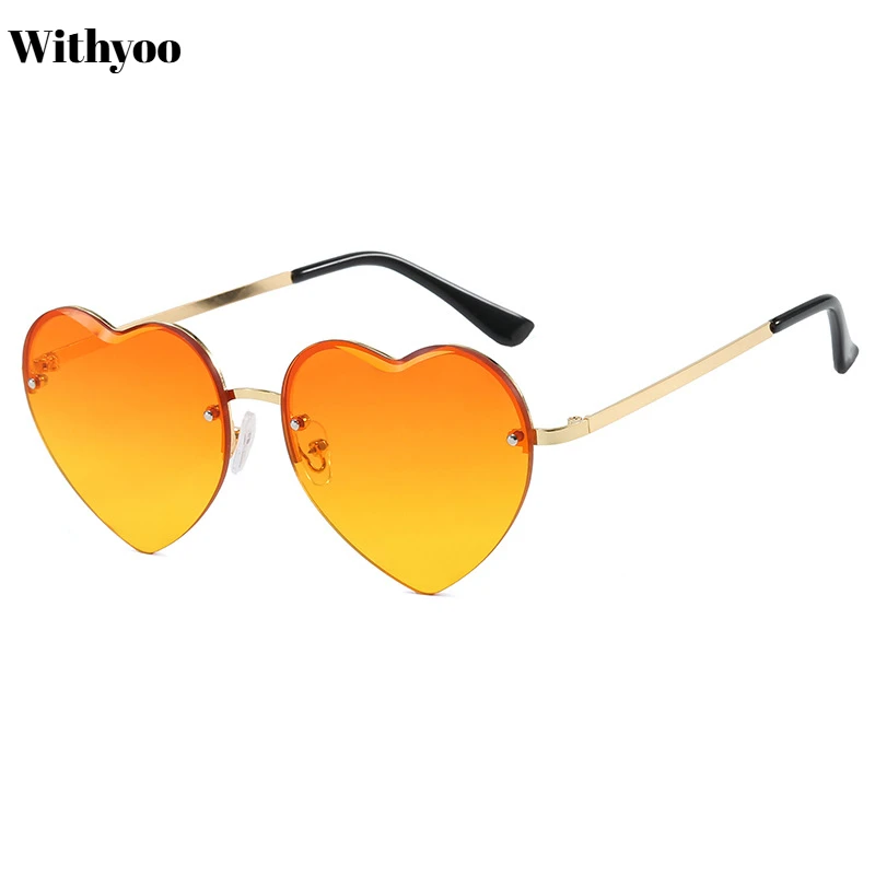 

ROXI | Gradient Heart Rimless Sunglasses New Women Metal Sun Glasses Stylish Frameless Driving Travelling Shades