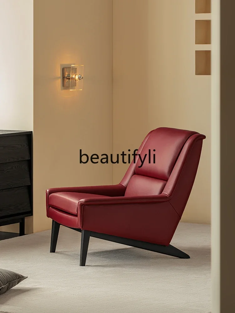 

ss CMinimalist leather single sofa chair modern light luxury home living room leisure chair designer