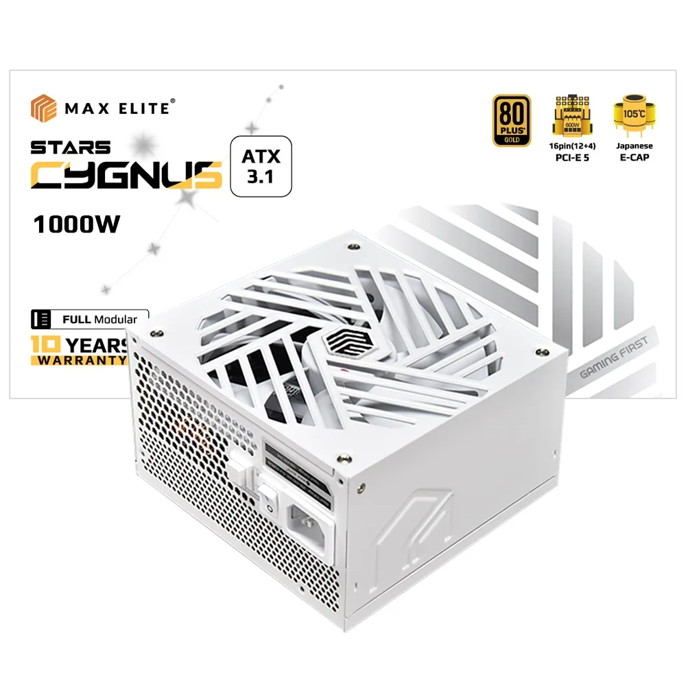 Maxelite Stars Cygnus 1000W 80Plus Gold وحدات كاملة Atx3.1 أبيض/مزود بالطاقة/العالمي الأصلي/التوصيل الدولي #1