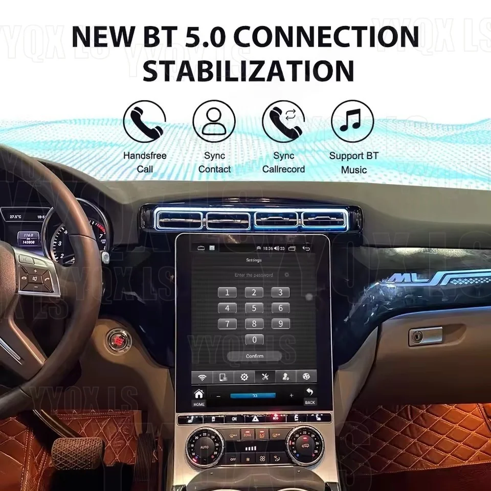 Car Android Radio QLED Screen For Mercedes Benz ML GL R/G GLS Class Dashboard GPS pNavigation Ambient Light Multimedia Player
