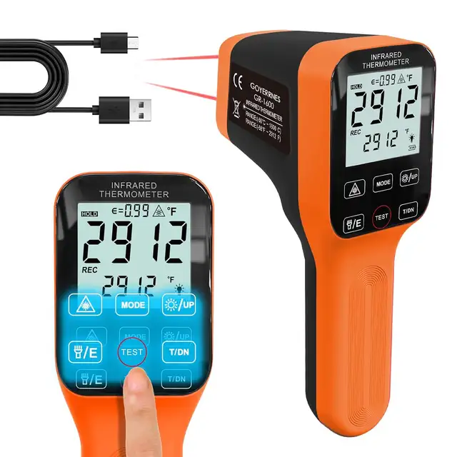 30:1 Industrial Infrared Thermometer Gun Rechargeable, -58℉~2912℉