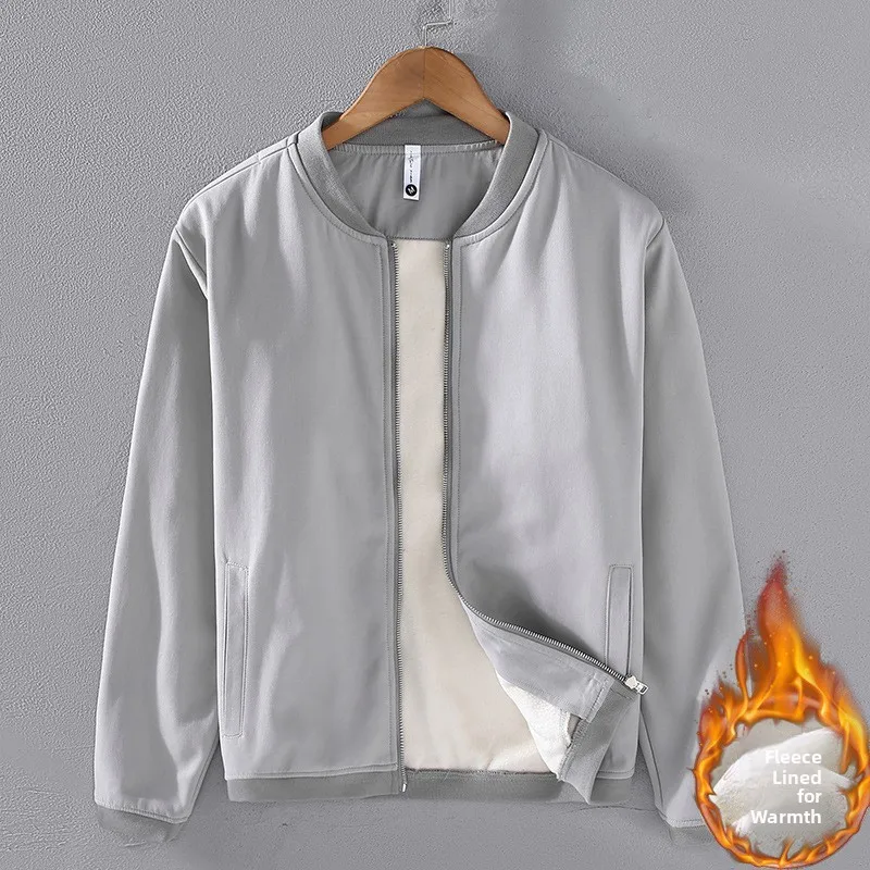 

Men's Faionable Thiened Fce Lined Loose Casual Stand Collar Baseball Jaet Autumn Winter Outerwear Warm Ci Sle