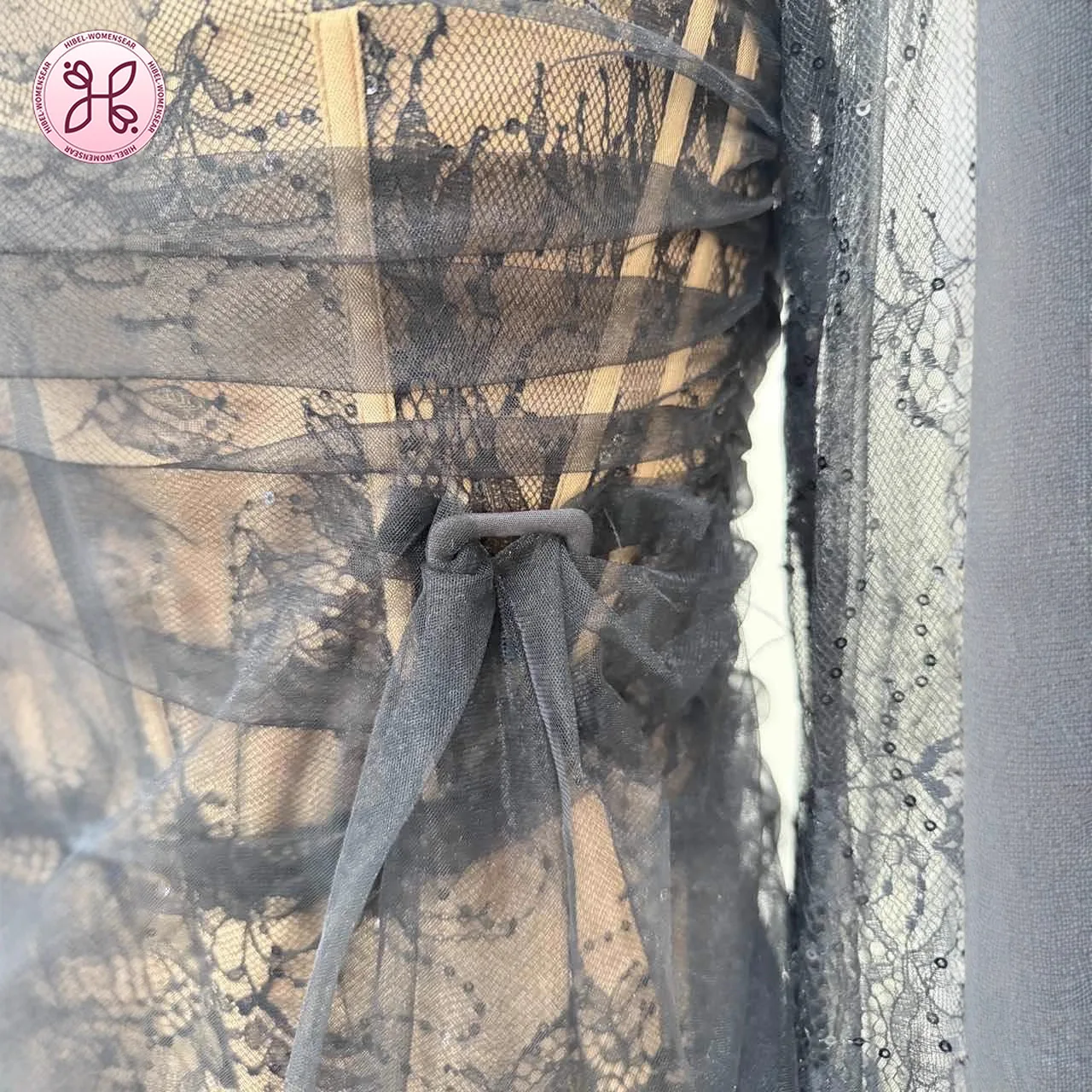 فستان دانتيل مشد فاخر - فستان ماكسي شبكي شفاف بأكمام طويلة (ملابس رسمية للسهرة الأنيقة للنساء) #4