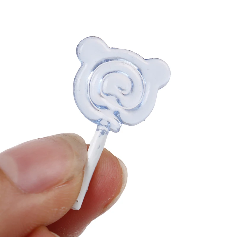 6Pcs Dollhouse Miniature Cartoon Bear Shape Lollipop Simulation For Dollhouse Miniature Toy Doll Mini Resin