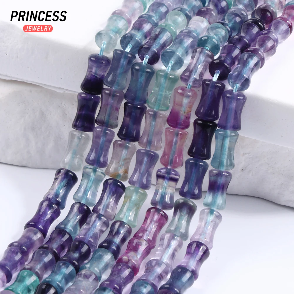 A+ Natural Colorful Fluorite Bamboo Shape Beads for Jewelry Making DIY Bracelet Necklace Accessories