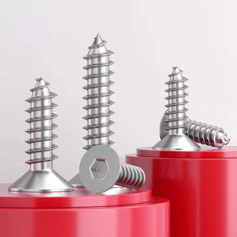 304 Stainless Steel Flat Countersunk Allen Hexagon Hex Socket Self-tapping Wood Screw