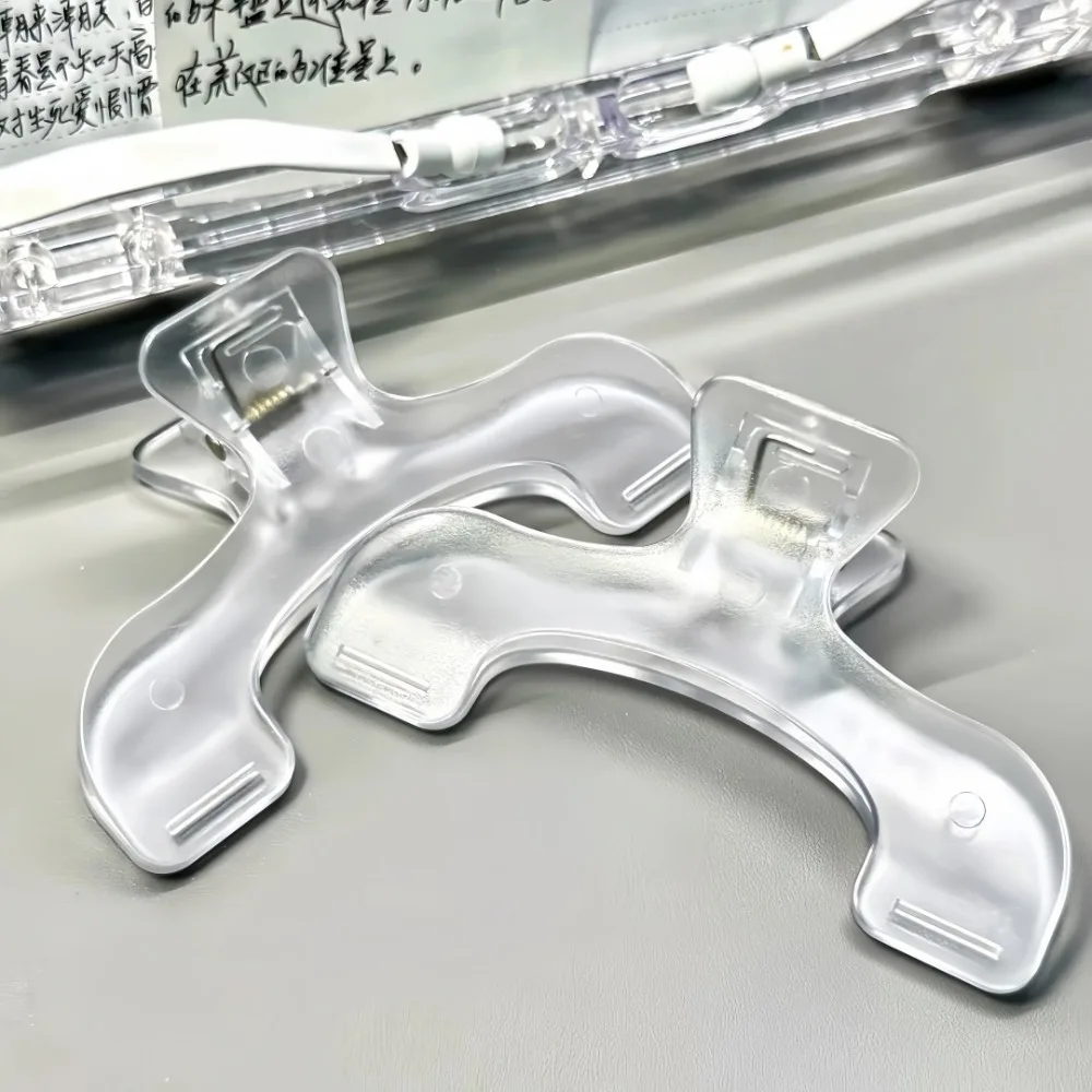 Transparent Frosted Large Arc Fixed Clip Sticky Note Clip Student Book Page Turning Clip Bookmark Music Score Bill Clip Statione