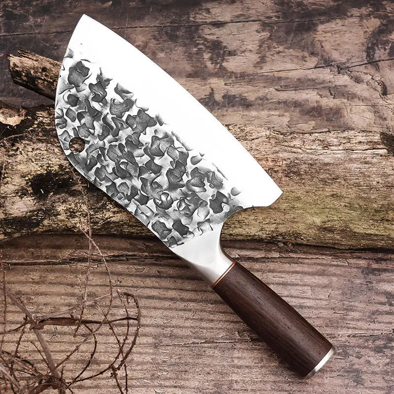 Forged Kitchen Knives Chopper Set Chef Knife Wood Handle Professional Meat Cleaver Steel Wrapped Around Solid Boning Knife