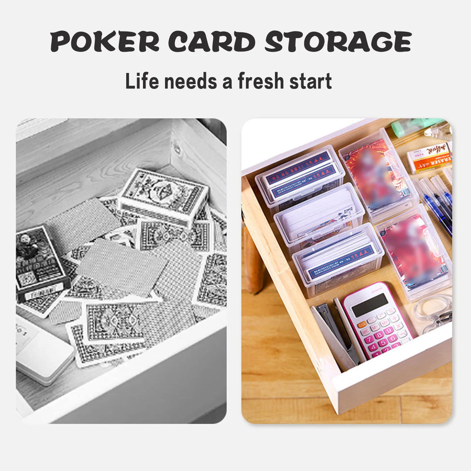 صندوق تخزين بطاقات سطح السفينة، علبة بطاقات لعب عالية السعة، صناديق بطاقات بلاستيكية لجمع بطاقات ألعاب بطاقات التداول