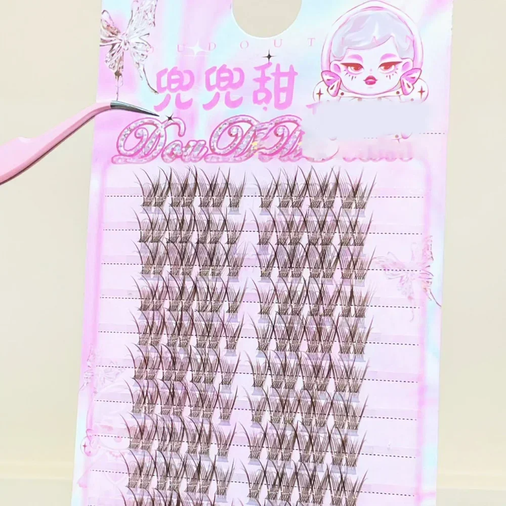 

3/10 Rows Brown Upper Eyelashes Natural Thick Dense Curled W Shaped False Eyelash Manga Individual Cluster Segmented Fake Lashes