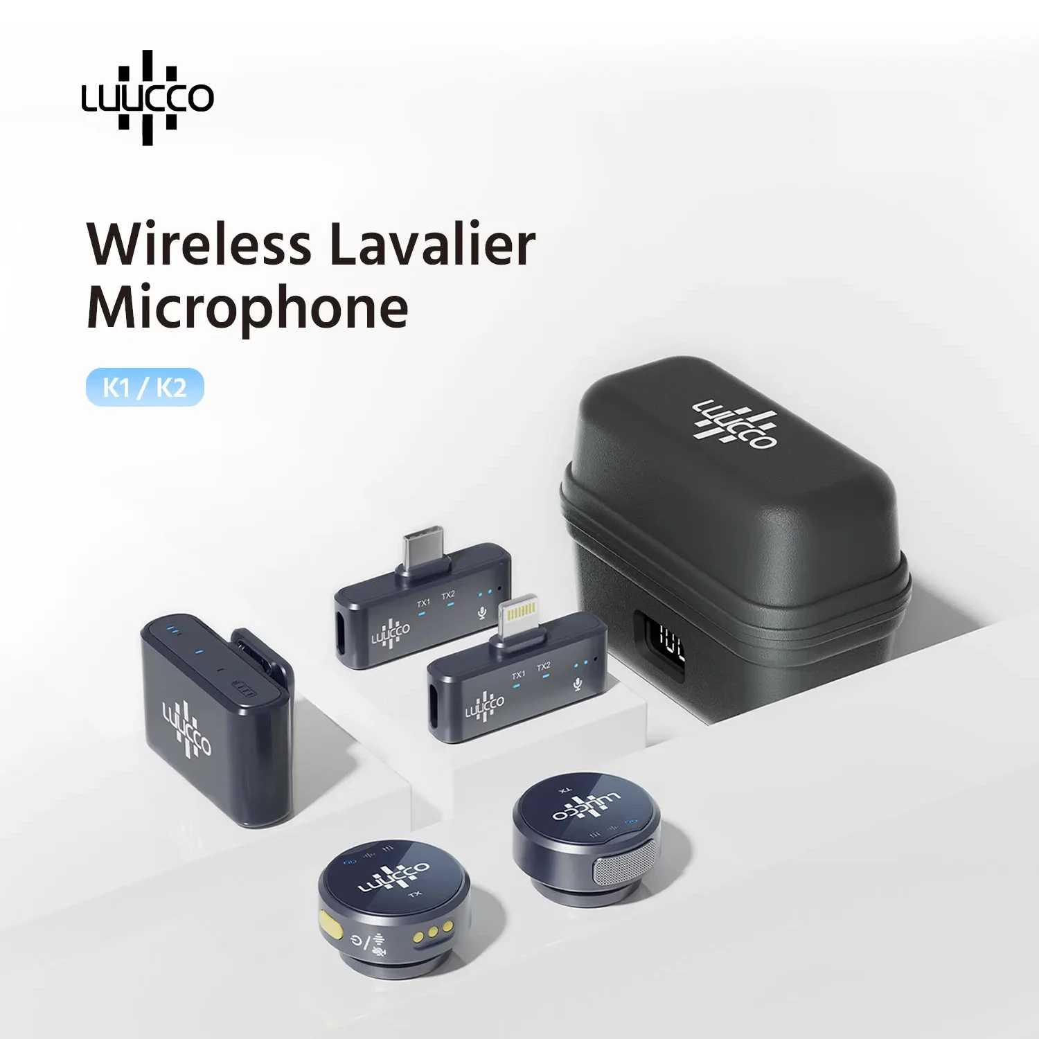 

LUUCCO Wireless Lavalier Microphone for iPhone iPad Android with Charging Case Lapel Mic for Vlog Interview Live Streaming