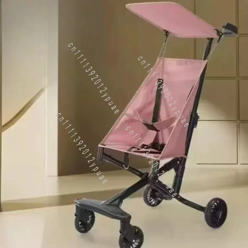 Foldable Ultra Light Four Wheel Travel Pushchair, Portable Outdoor Walking Carrier for Daily Trip