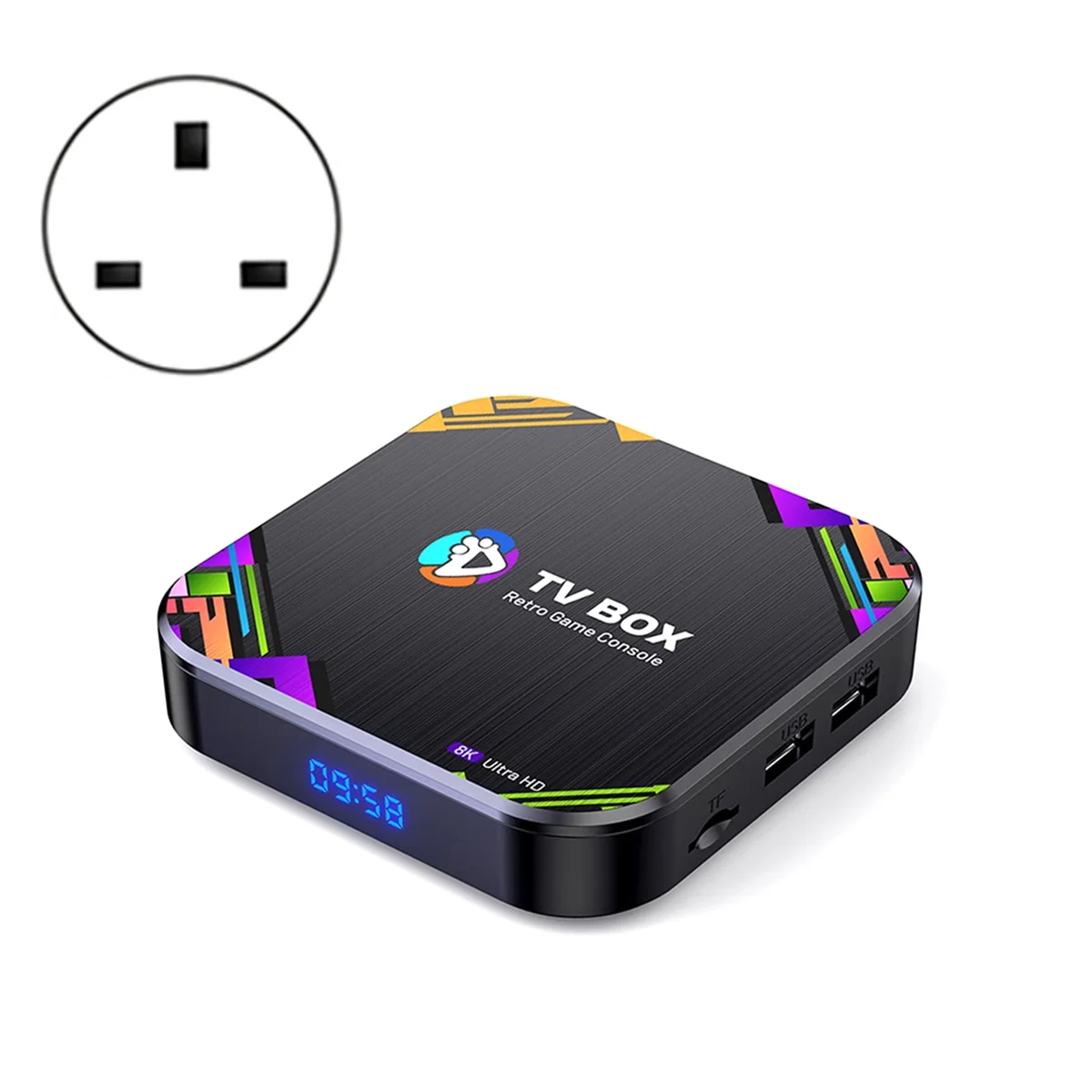 AT42 Android 13 TVボックス スーパーコンソールX8 レトロビデオゲームコンソール 20000種類のビデオゲーム内蔵 /PS1/DC/N64/MAME対応 8K出力 イギリス仕様