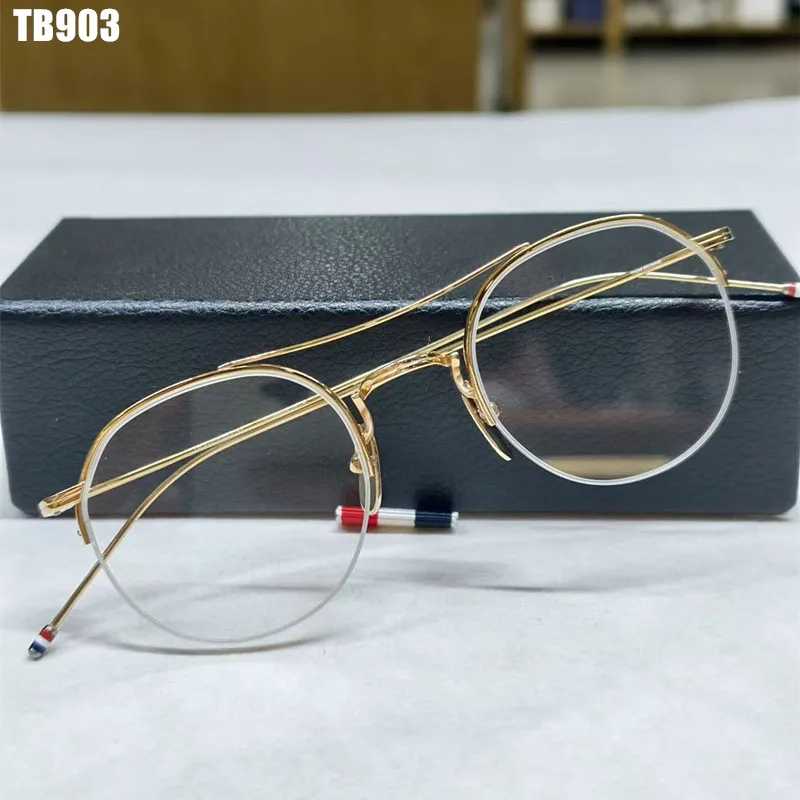 

Очки New York Brand TBX903: Мужские круглые очки-авиаторы с двойной перемычкой, женские модные дизайнерские полуоправы из титана