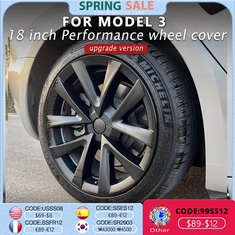 4PCS HubCap Performance Zamiennik dla Tesla Model 3 Osłona koła 18-calowa samochodowa osłona piasty Pełna osłona felgi Akcesoria 2018-2023