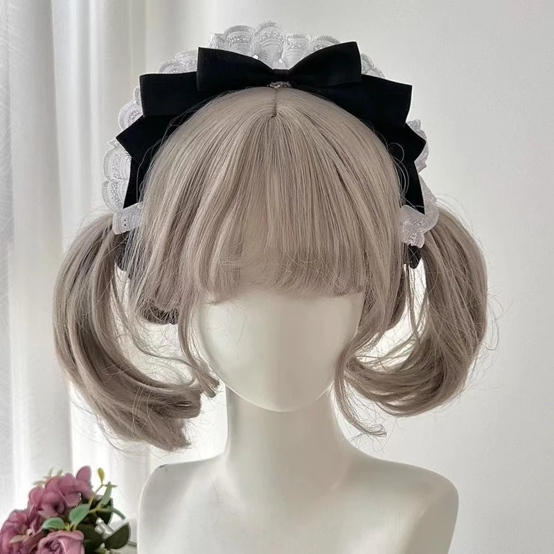 Sweet Lolita Maid Headband Pleated Lace Hair Hoop Women Girl Cosplay Party Costume Hair Accessory view 5