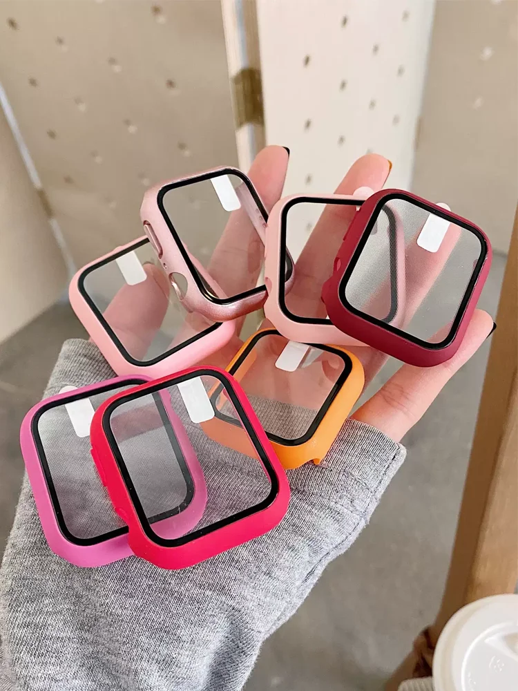 애플 워치 케이스 46mm 44mm 40mm 45mm 41mm 42mm 38mm 스크린 프로텍터 iwatch 시리즈 10 9 8 7 6 5 3 SE 글라스+커버 액세서리