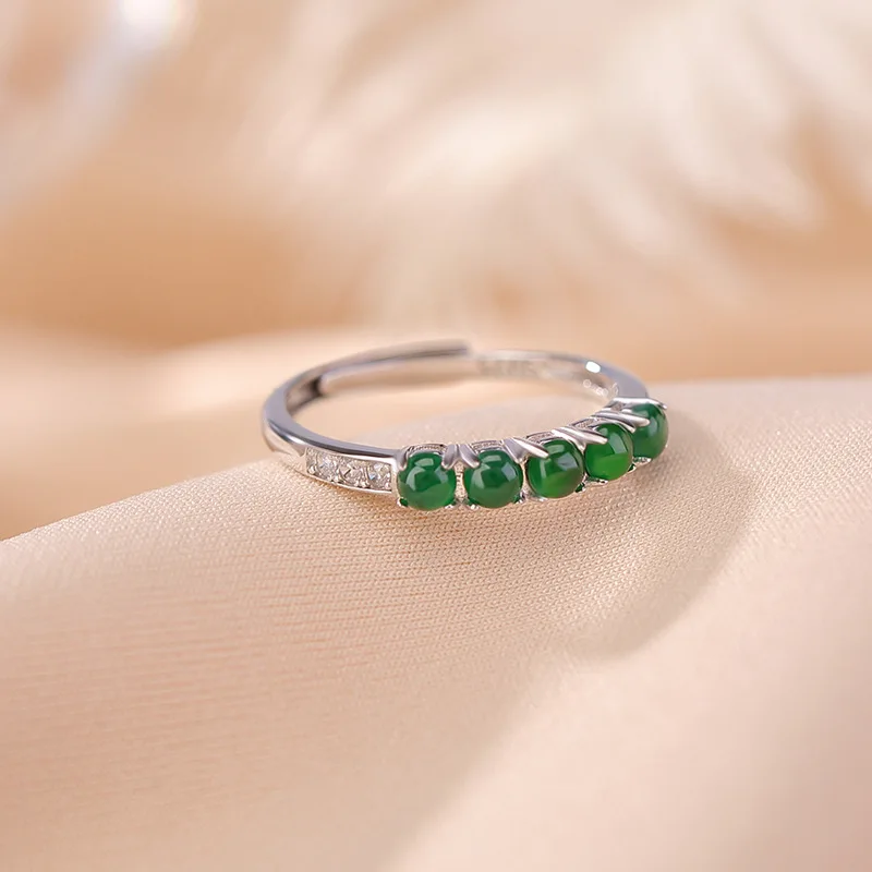 HX New Five-bead Ring for Women Simple and Fashionable Gift Adjustable Opening Temperament and Versatile Fashion Accessories image 3