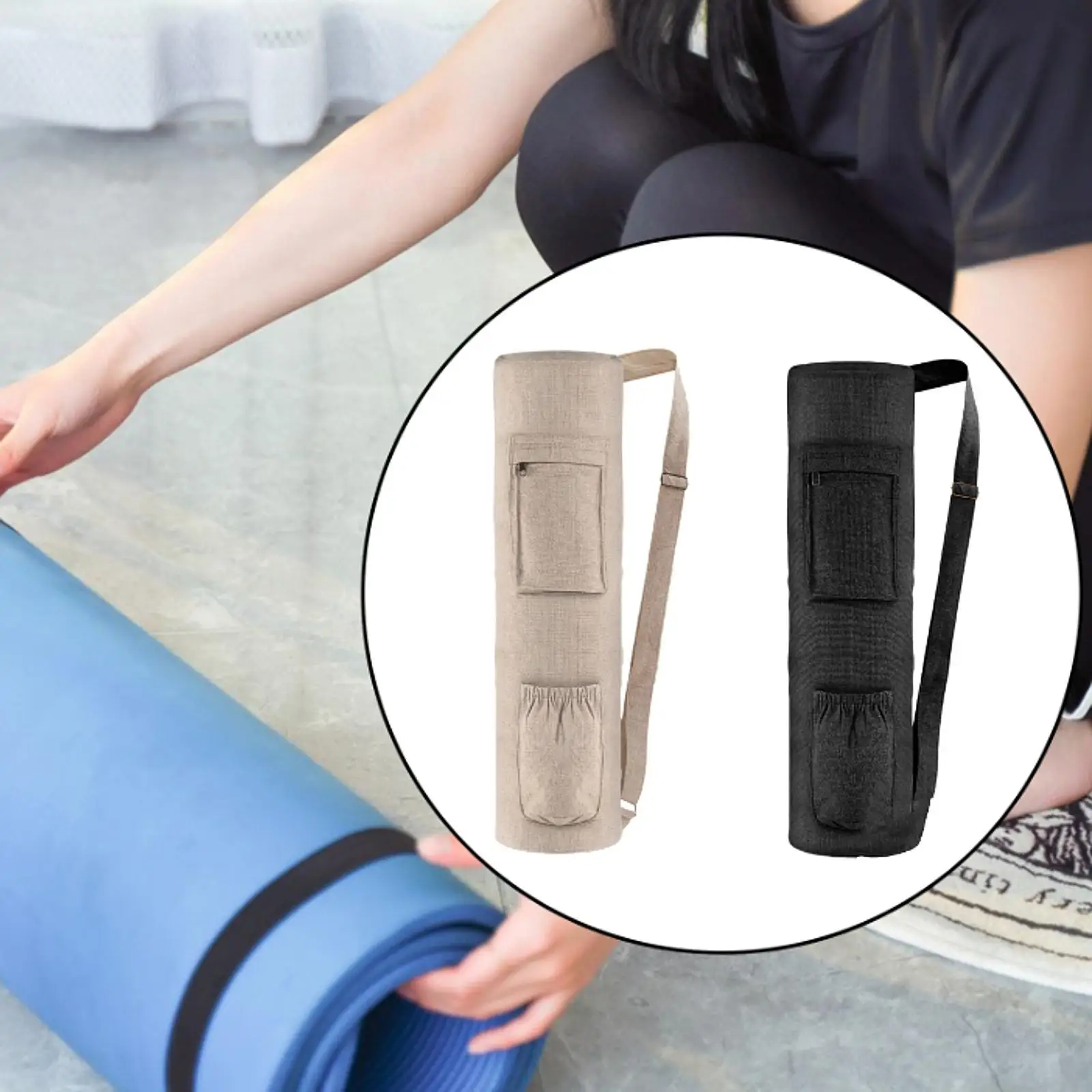 Yoga Mat Bag Multifunctional Handmade with Shoulder Strap Multi Pockets Yoga Mat Carry Bag for Park Travel Gym Beach Class