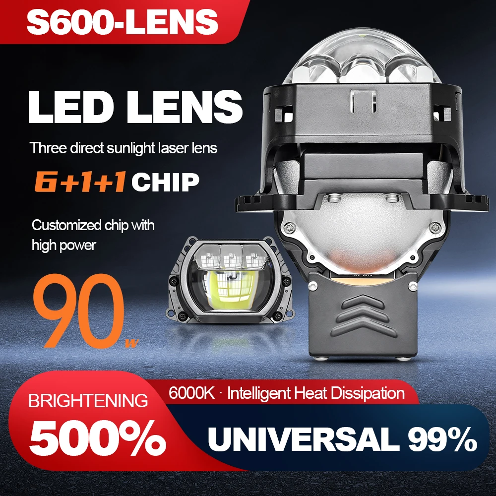 S600 90w High Power Light Emitting Diode Headlight 3.0 Inch Lens Auto Light Emitting Diode Light Auto Parts