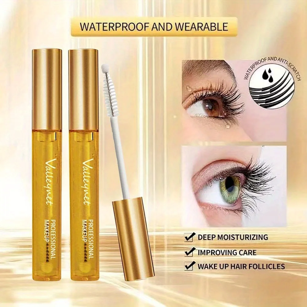 2 個/セットナチュラルラッシュケアセラム + 5D カーリングマスカラまつげカールまつげ、長持ちする防水トラベルアイメイクアップセット