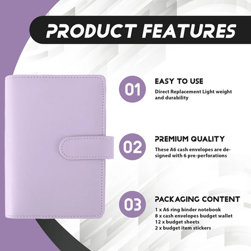 Cash Envelopes For Budgeting,A6 Budget Binder,Binder Pockets,Expense Budget Sheets,Money Folder Wallet Organiser